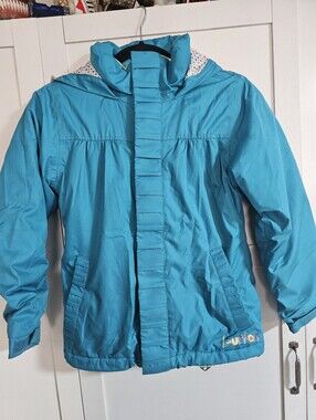 Burton Girls Small 7/8 Turquoise Snowboard Ski Jacket Hooded Winter Coat 7/8